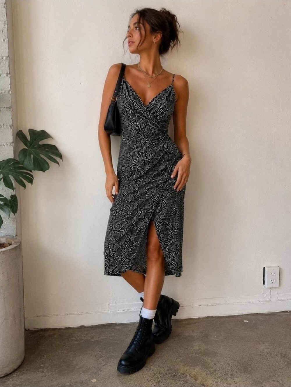 New Abercrombie & Fitch Satin Faux-Wrap Ruched Midi Dress Size XL